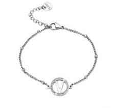 Bracciale Donna con iniziale in acciaio Cristalli Silver Scegli la tua lettera