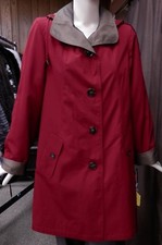 Gallery Hooded 36″ Trench Rain Coat – Red And Bronze