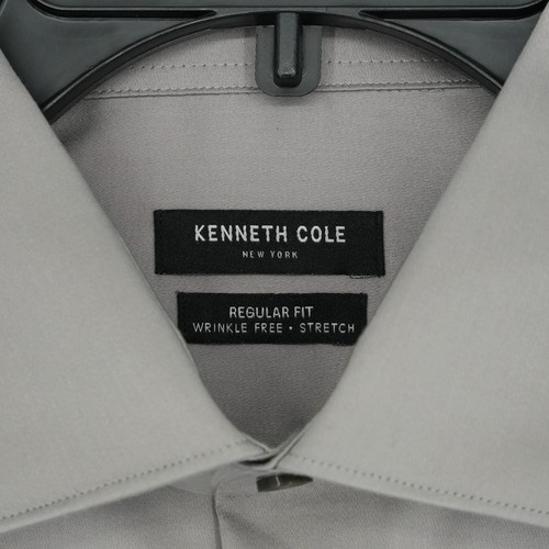 Kenneth Cole Men's Dress Shirt L 16.5-32/33 Gray Wrinkle Free Stretch Collar NWT - Picture 4 of 12