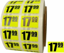 17.99 $18 Sale Discount Price Labels Stickers DAY-GLO YELLOW .75"x.5" Store Use 