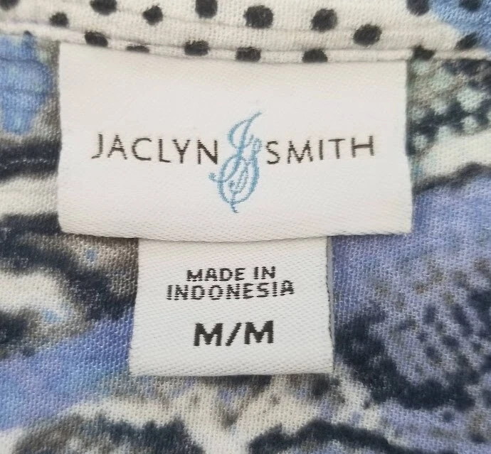 Camisa con botones Jaclyn Smith para mujer mediana a lunares estampado de piel de serpiente manga larga Foto 4 de 4