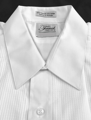 pintuck dress shirt New Men's White Tuxedo Shirt Pintuck Pleated Front Wing Collar 5XL 21-21.5 33