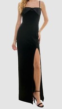 City Studio Womens Juniors Black Bow-Neckband Long Velvet Gown Dress Size 7/8