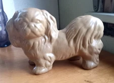 VINTAGE POTTERY SHIH TZU DOG COIN BANK