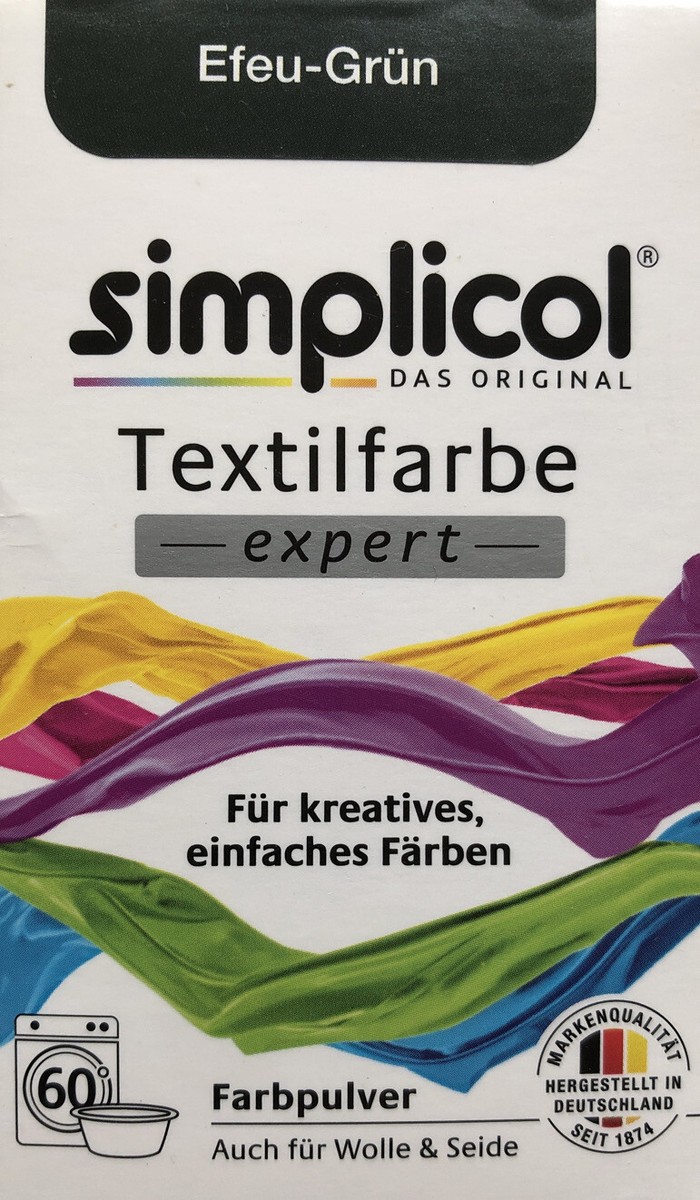 Simplicol Textilfarbe expert - Efeu Grn - auch fe Wolle & Seide - 150 gr  | eBay