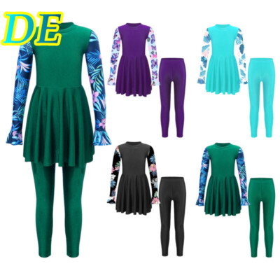 DE Mädchen Burkini Badeanzug Muslim Islamischen Full Cover Bademode Top + Hosen