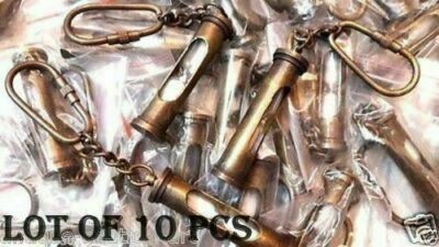 Lot Of 10 Pcs Brass Nautical Antique Collectibles Sand Timer Key Chain Ring Gift