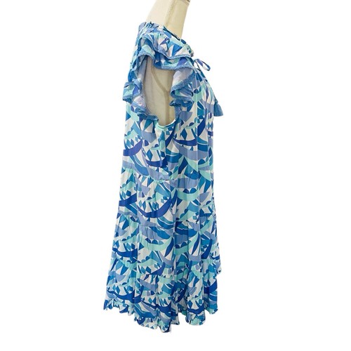 Sail To Sable Größe XXL Mohn Rüschen Ausschnitt Stufenkleid blau bunt neu mit Etikett $ 268 - Bild 8 von 14