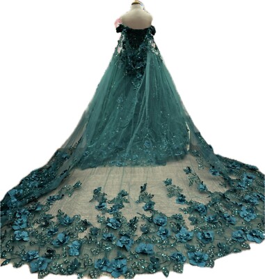 Emerald green Quinceanera Dress, 16, Fiesta Collection, Corset back, 3D  Floral | eBay