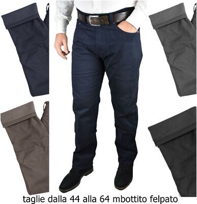 Pantaloni Felpati Uomo Elasticizzati Jeans Invernali Imbottiti