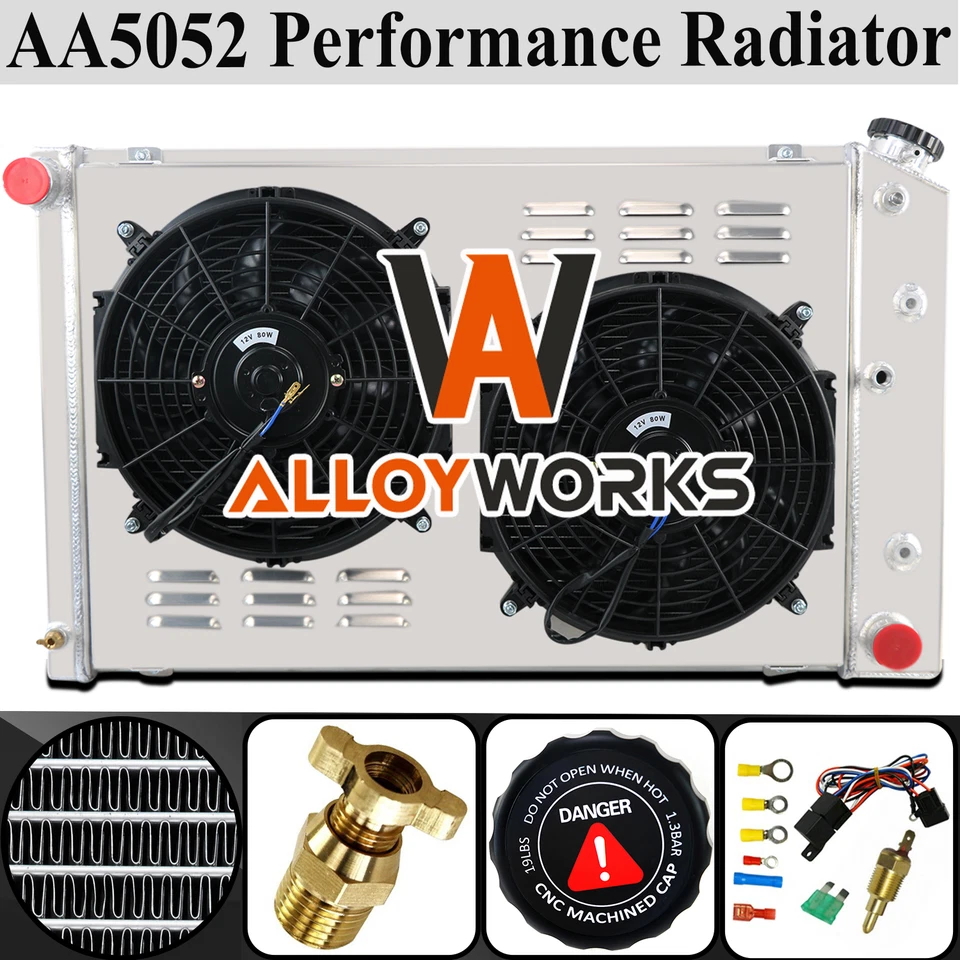 Ventilador de cubierta de radiador de 4 filas para Chevy GMC C10 C20 K10 K20/Impala 1973-1986 Foto 2 de 4