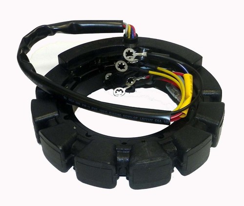 Mercury 40 Amp Estator 6 Cyl 200 HP 1992 – 1999 Model EFI Serial # 0d082000 – 0 G840500 WSM 174 – 9610 K2 OEM # 398 – 9610 A3, 398 – 9610 A5, 398 – 9610 A6, 398 – 9610 A9, 398 9610 A14 – Ver Descripción