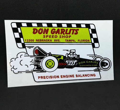 DON GARLITS SPEED SHOP DECAL, Vintage Style Vinyl STICKER, hot rod, car racing