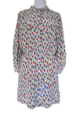 Vintage Helga Dress Medium Women Silk Tulip Floral Print Shirtdress