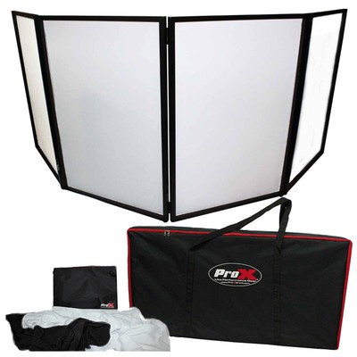 ProX XF-4X3048B Black Aluminum 4 Panel DJ Booth LED Facade & Bag idjnow
