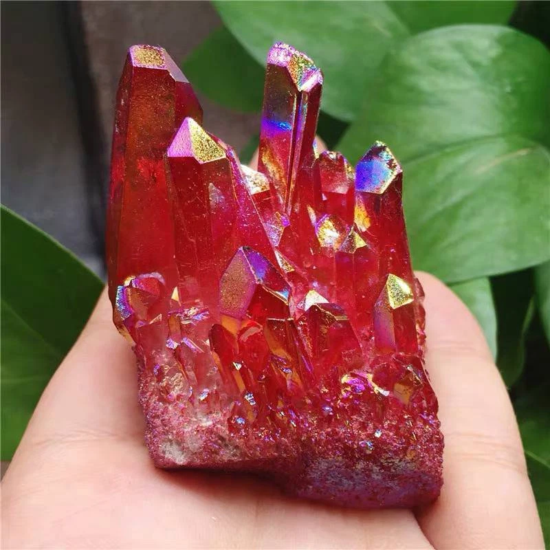 100g Natural Quartz Crystal Cluster Angel Aura Red Titanium Stone Mineral Reiki - Image 3 of 4