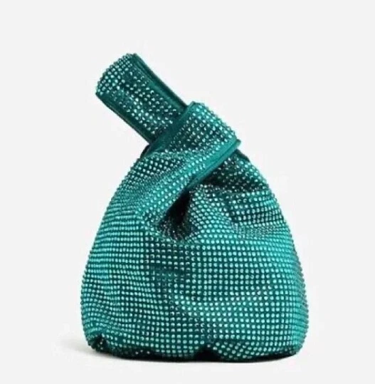 Bolso de mano Jcrew Santorini verde esmeralda con cuentas de cristal asa extraíble $57