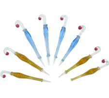 Vintage Handcrafted Set 8 Glass Umbrella Parasol Cocktail Drink Picks Barware