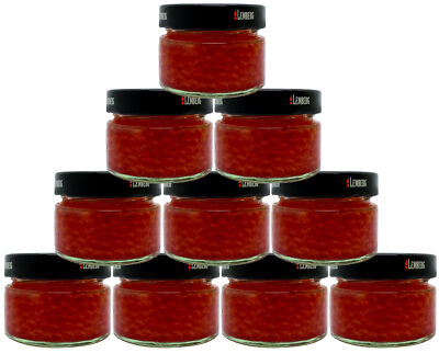 10x 100g Buckel Lachs Kaviar Fisch Rogen Wildfang USA Alaska Lemberg Glas Salmon