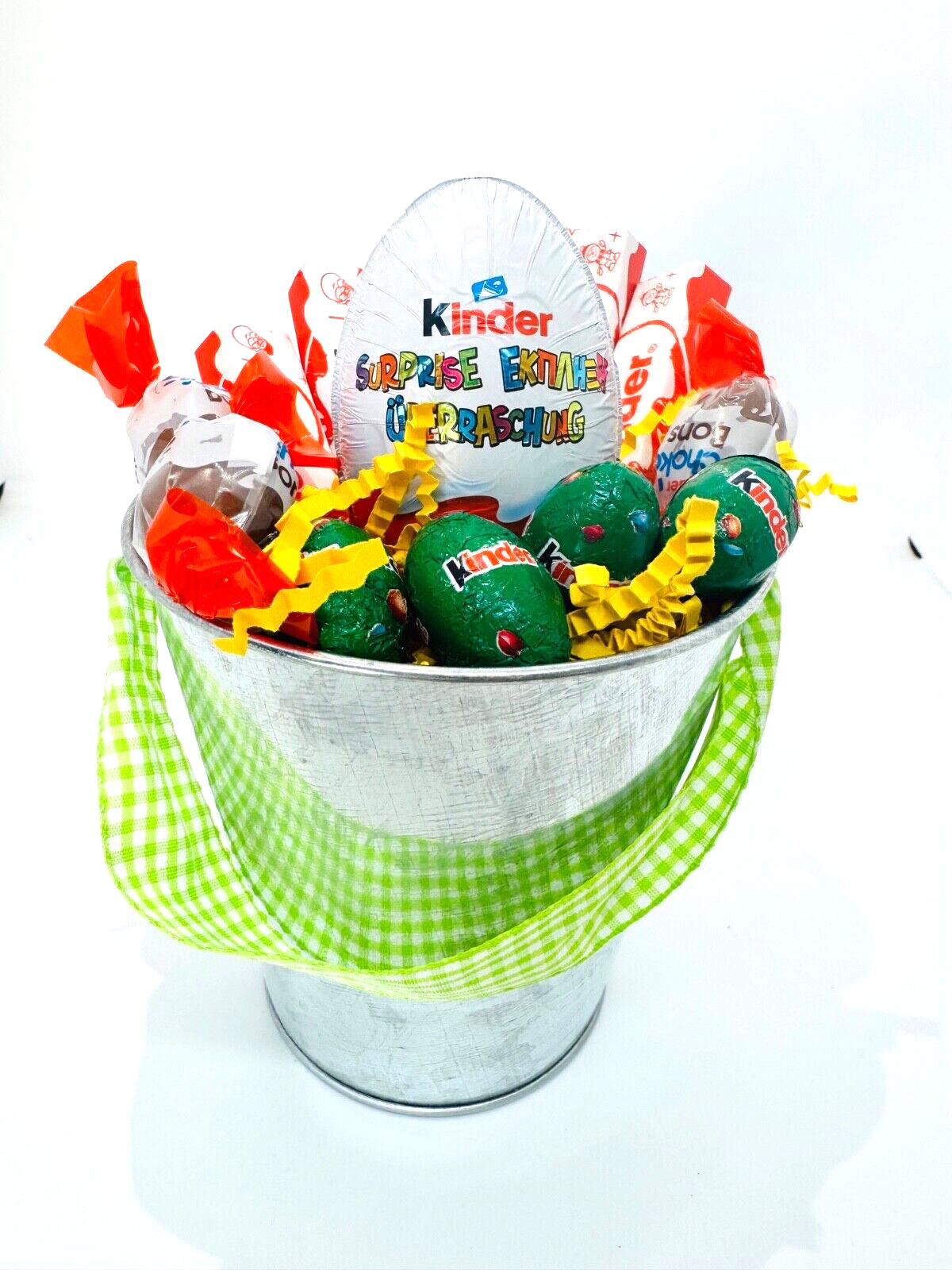 Подарочная пасхальная корзина из шоколада Ferrero KINDER 1 карат -СЕРЕБРИСТЫЙ цвет - БЕСПЛАТНАЯ ДОСТАВКА 3190₽