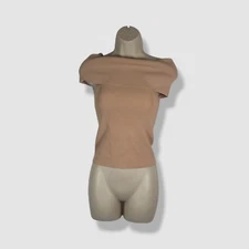 Alice + Olivia Women's Beige Off-Shoulder Sleeveless Dolan Blouse Top Size XS