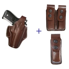 Handmade Leather OWB Carry Thumb Break Gun Holster With Magazine Pouch