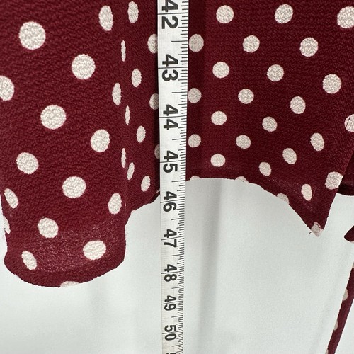 Barneys New York Wrap Dress Women M Burgundy Red Polka Dot Sleeveless Midi SNAGS - Picture 4 of 13