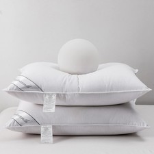 Natural Goose Down Feather Pair Hotel Pillows Standard Pack of 2 , White