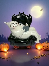 Ghost w/ Glasses Reading a Book on Comfy Bat Chair- Halloween-Super Cute!