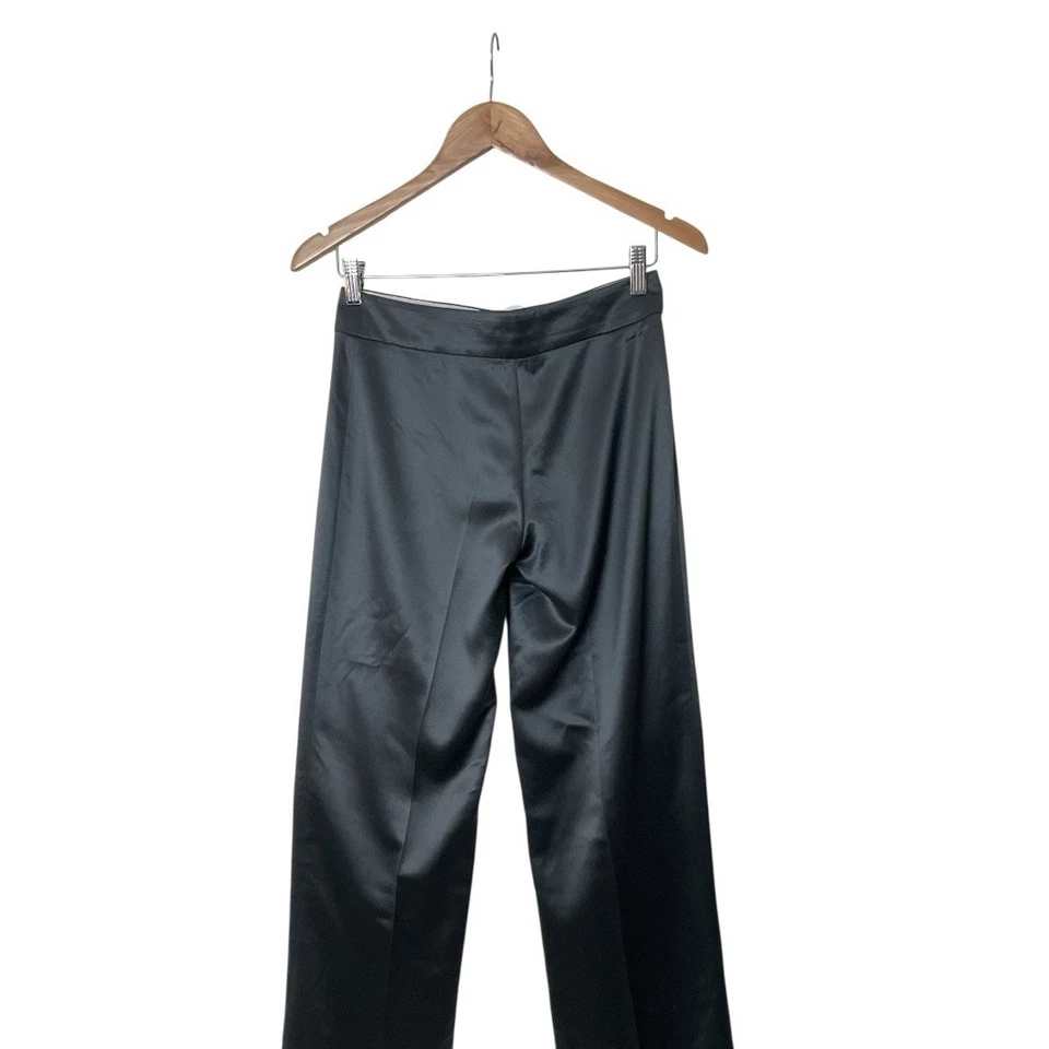Y2K Alberta Ferretti Satin Flare Low Rise Dark Grey Blue Silk Stretch Pants US 4 - Image 4 of 4