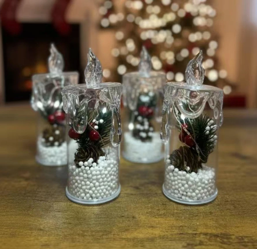 4-Pack LED Flameless Candle Set with Halo | Christmas LED Candles for Holiday - Image 2 of 2