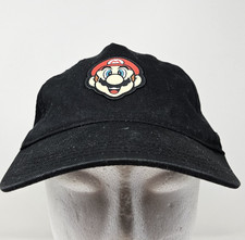 Super Mario Hat Cap Snap Back Black Patch Cartoon Gaming Nintendo Mens One Size