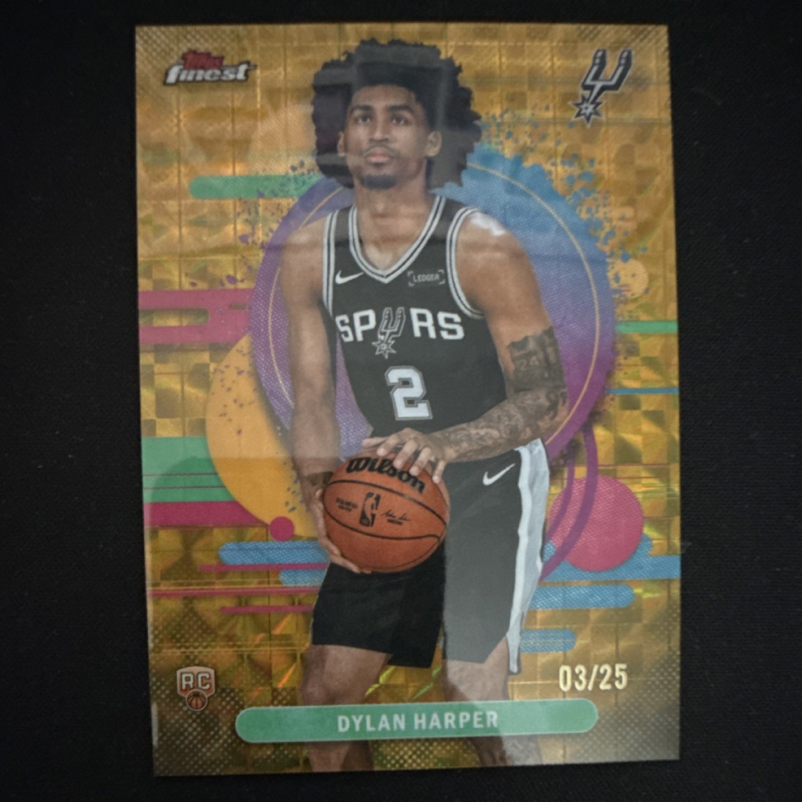 Topps 2025-26 Finest Uncommon Gold Geometric Dylan Harper #102 /25 Spurs RC NBA