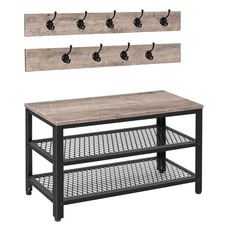 Hall Tree Entryway Storage Bench, Coat Rack Shoe Bench, Shoe Rack Organizer w...