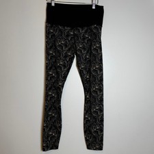 Varley Floral Leggings Black Gold Size Medium High Waist Activewear Pants