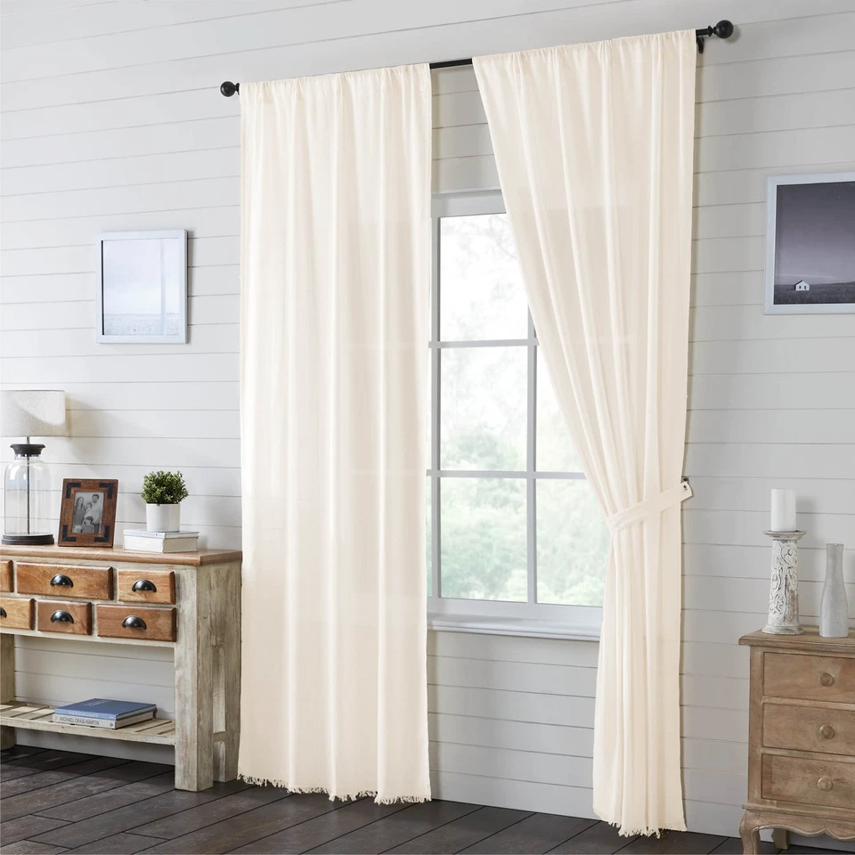 Paneles Paño Tabaco Antiguo Blanco Granja 96x40 Juego de 2 Cortinas Marcas VHC Foto 2 de 4