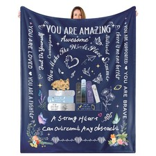 52x60 Blue Inspirational Affirmations Throw Blanket, Hug, Get Well, Healing