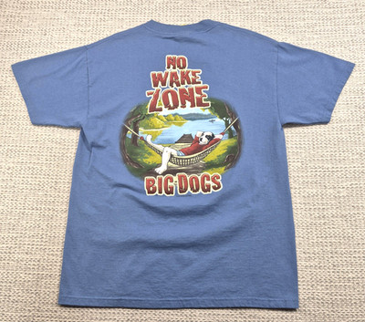 Vintage Big Dogs Shirt Mens S/M Blue No Wake Zone Dog Graphic Lake Tee 2004
