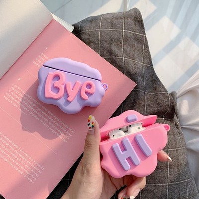 AirPod 2 Case 3D HI BYE Cloud Letter Cartoon Soft Silicone Wireless Earphone Cas