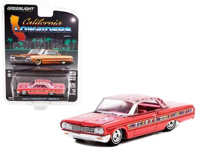 1964 Chevy Impala Lowrider Pink/Rose Graphics Cali Lowriders R1 1/64 GL