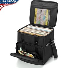 Vinyl Record Storage Case Water-Resistant W/ Padded Lining  Organizers New