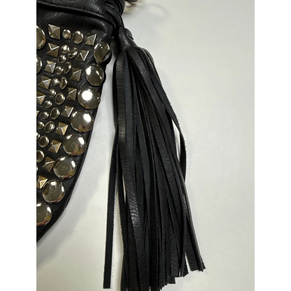 Bolsa tiracolo Boho Western Edgy Y2K cravejada lateral franja borla corrente - Imagem 4 de 4