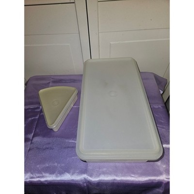 Vintage Tupperware Bread Keeper and Pie Slice Wedge Container Set White 2pc
