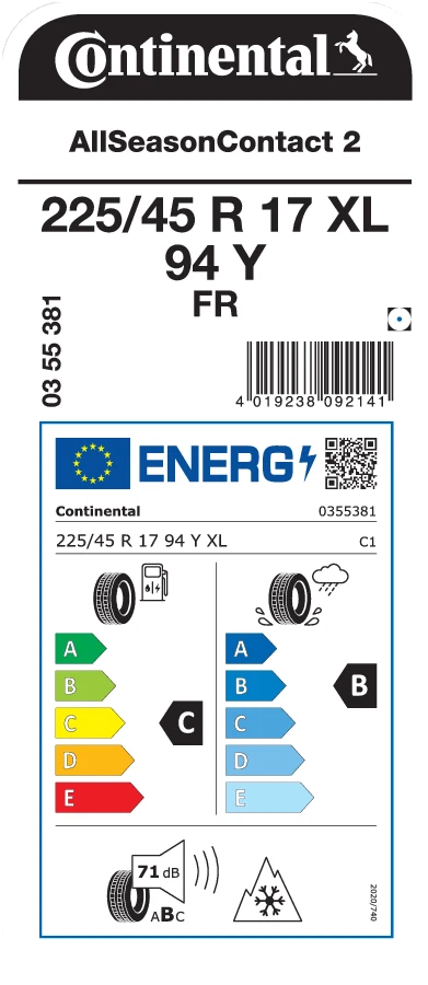 Continental AllSeasonContact 2 225/45 R17 94Y XL M+S Ganzjahresreifen - Bild 2 von 2