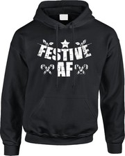 Festive AF Christmas Funny Santa Joke Holiday Spirit Humor Saying Mens Hoodie