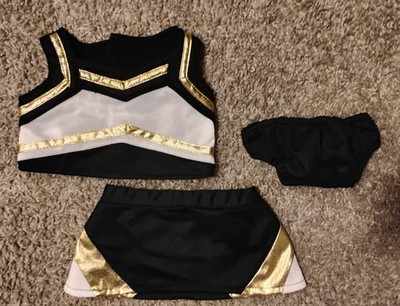 Teddy Mountain UK Black & Gold Cheerleader Outfit. Fits Build A Bear 16  Plush