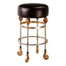 Lucas + McKearn Lighting Collection SI1051 Armory Bar Stool Chrome and Gold