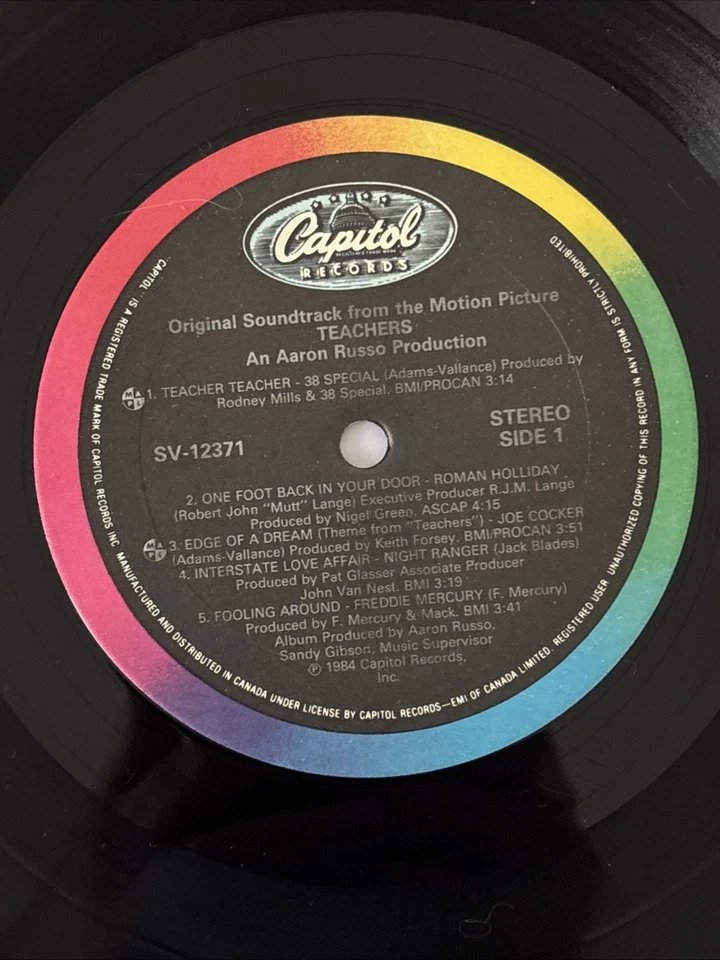 TEACHERS Soundtrack (1984) Vinyl LP Record. NEAR MINT 38 Special, Seger, Mercury - Image 3 of 4