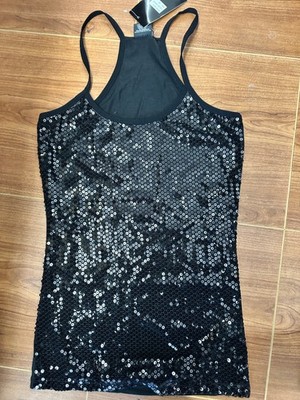 Dance New Top Gia-Mia G213 Black Sequin Medium Adult Jazz Tap Clogging Sequin
