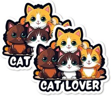 Cat Lover Cute Kitty Sticker Decal Set of 2 laptop cell Skate vinyl decal